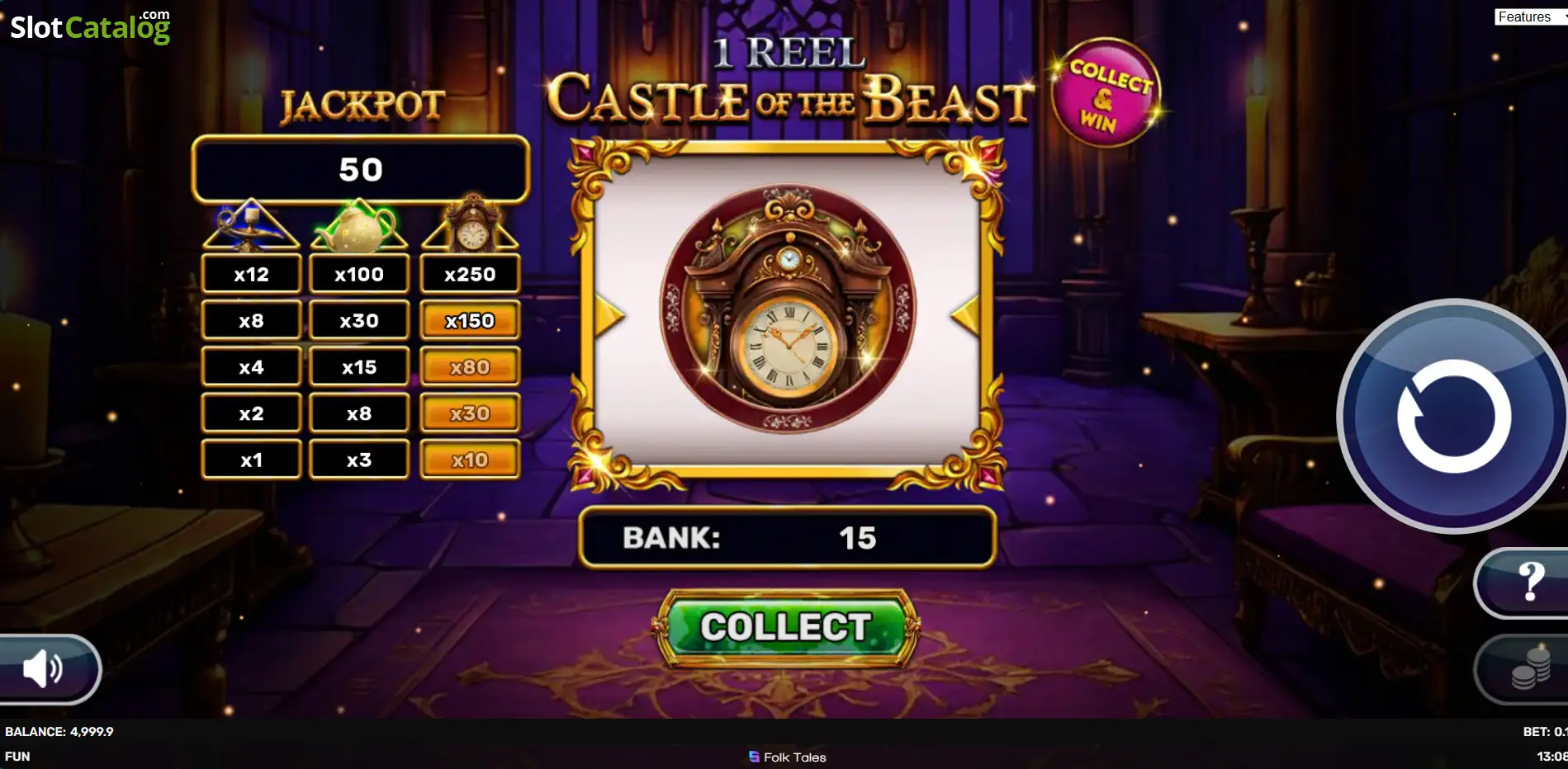 1 Reel — Castle of the Beast slot features and rtp
