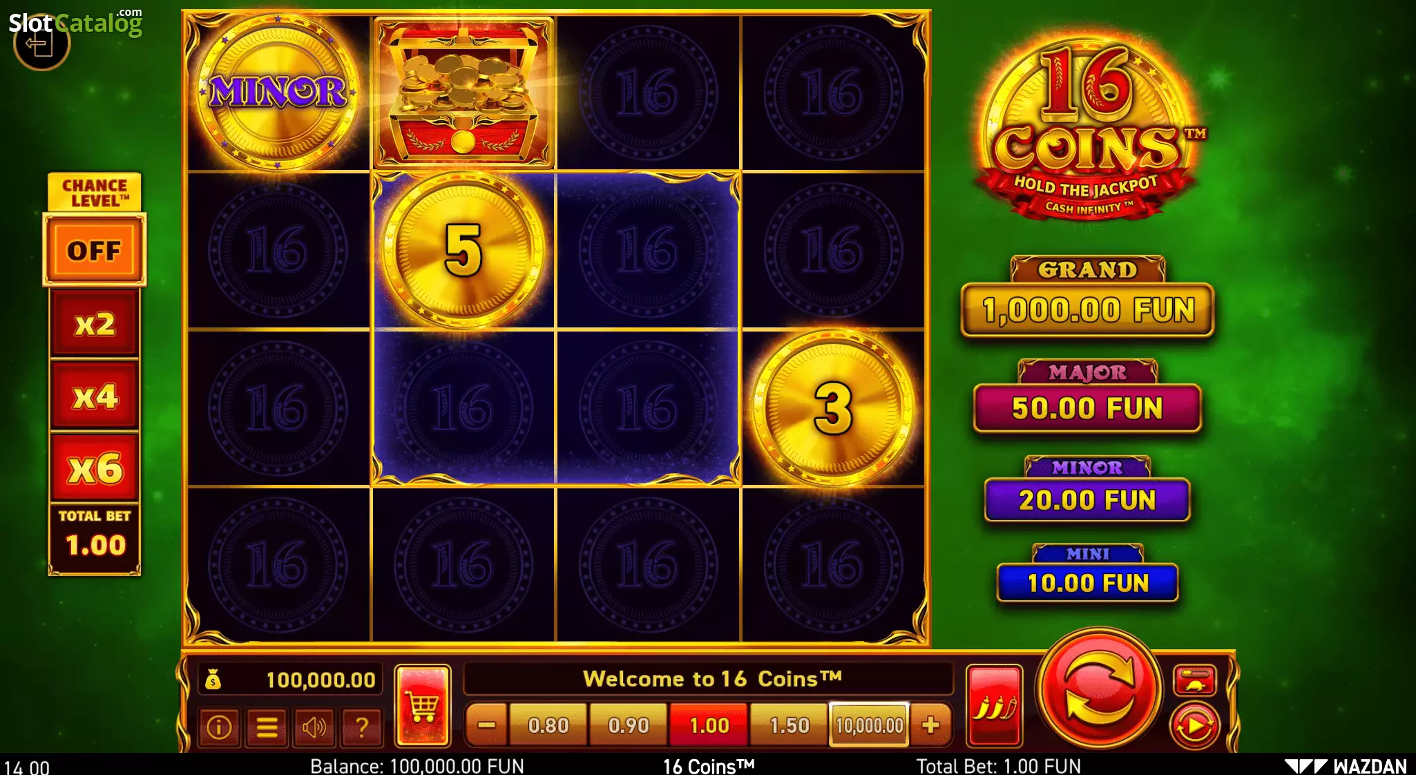 16 Coins: Diamond Burning Board Scratchcard demo gameplay