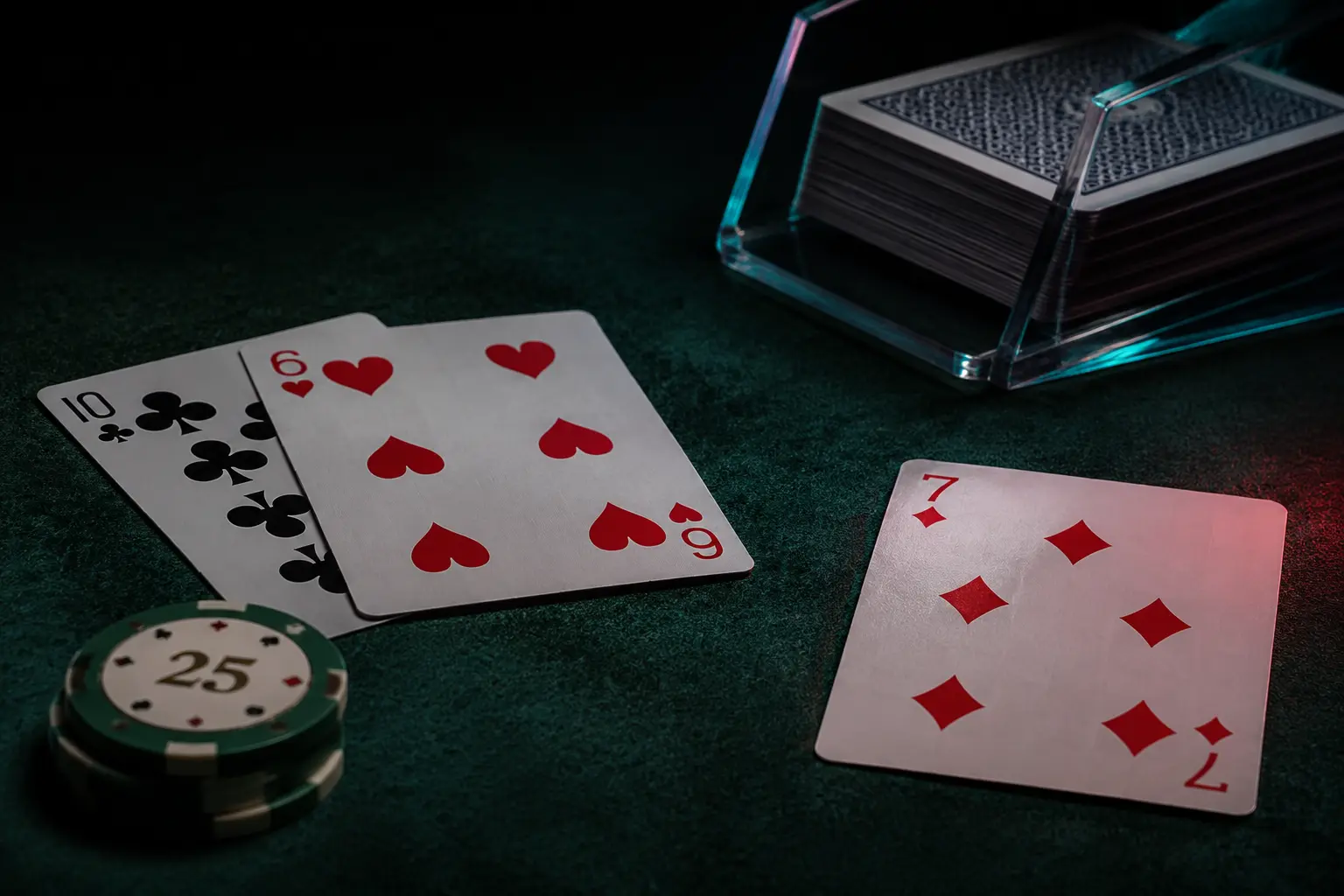 Hard 16 blackjack hand drawing a seven and busting