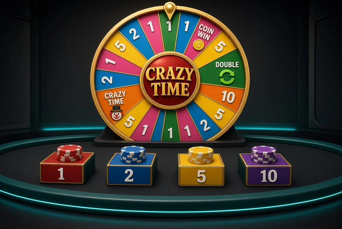 Money wheel with number segments 1, 2, 5 and 10