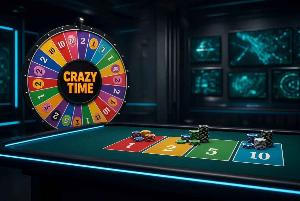 Wide live studio table with wheel and chips