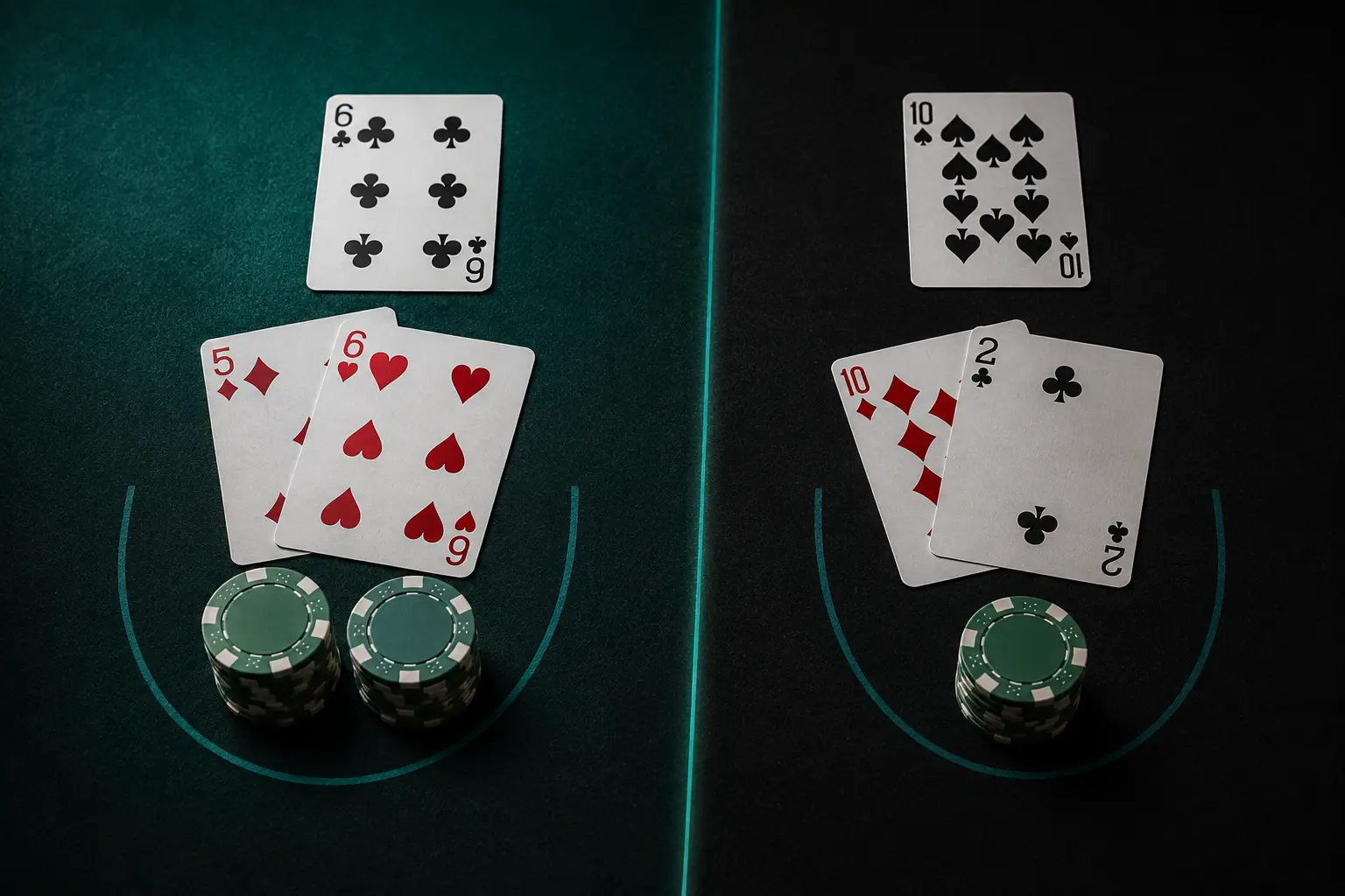 Comparison of favorable and risky blackjack double down situations