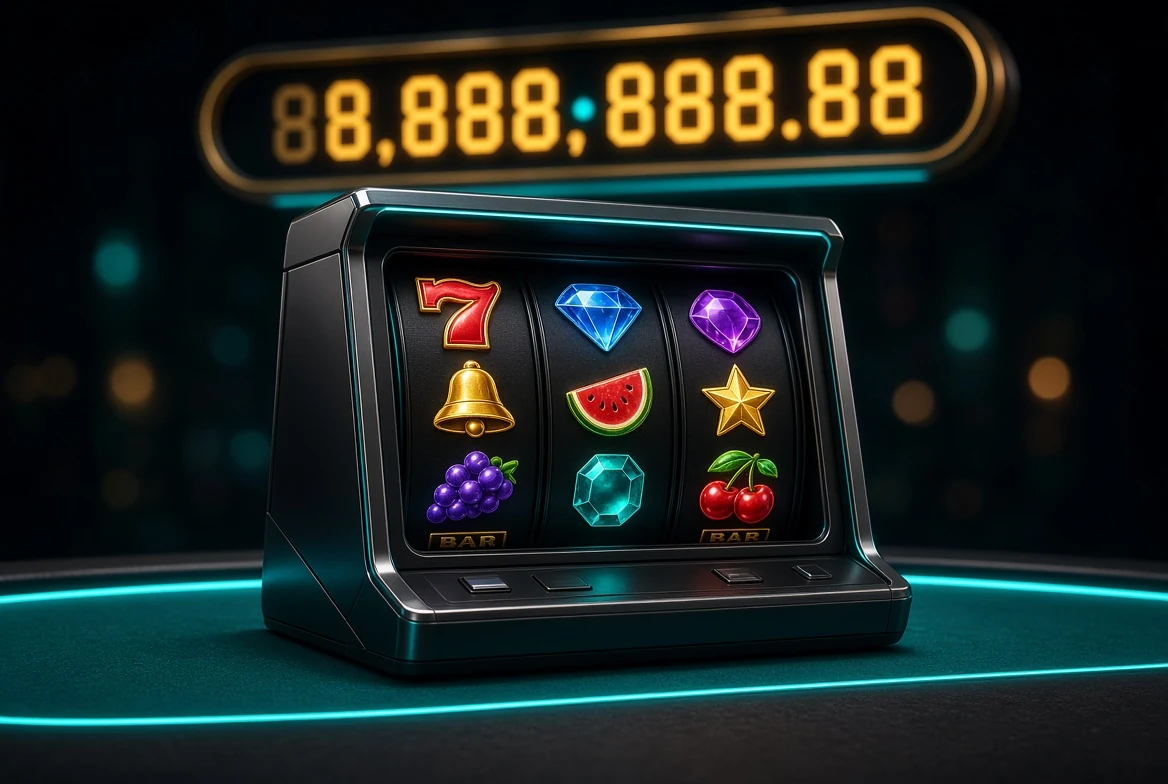 Unbranded jackpot slot with a glowing prize meter