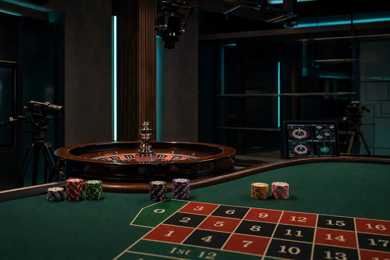 Premium Immersive Roulette studio with wheel cameras and betting table