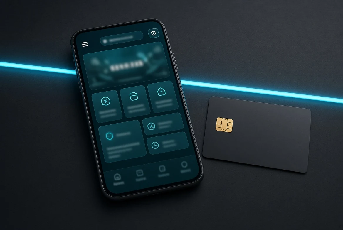 Phone with a verified casino lobby and a payment card