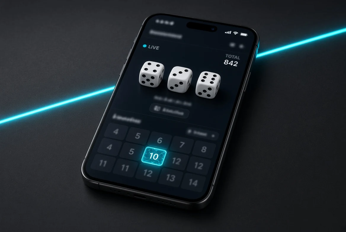 Lightning Dice totals grid on a smartphone
