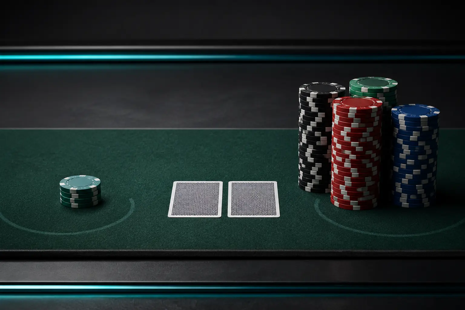 Small and large chip stacks comparing blackjack table limits