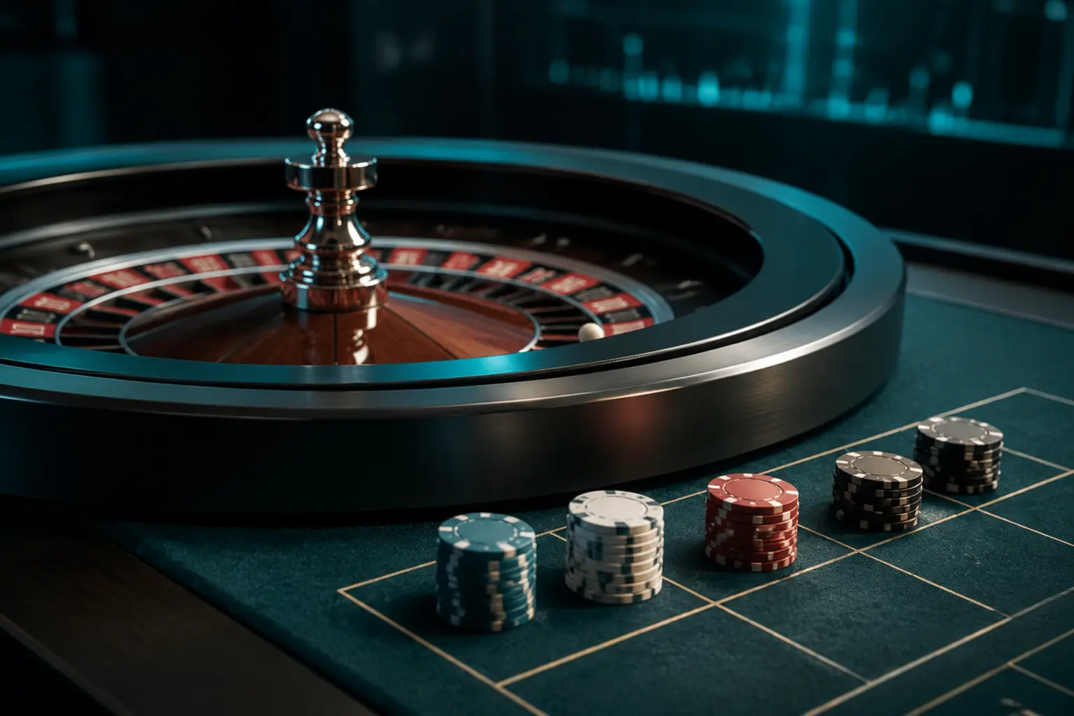 Roulette wheel with carefully divided chip stacks for bankroll control