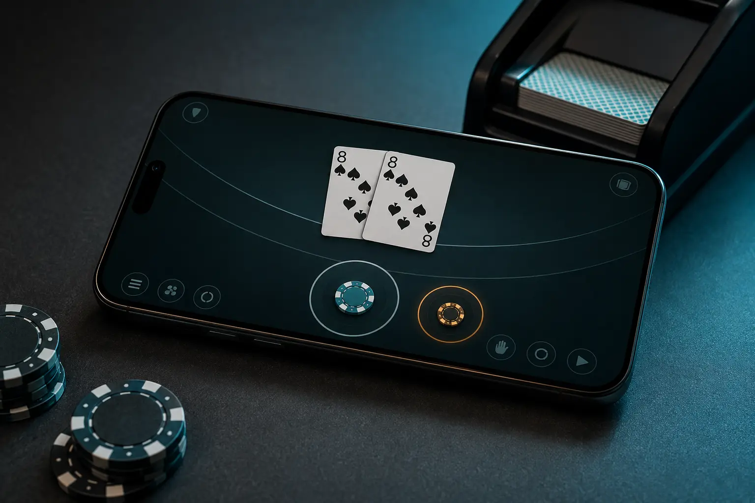 Perfect pair of eights displayed in a mobile blackjack game