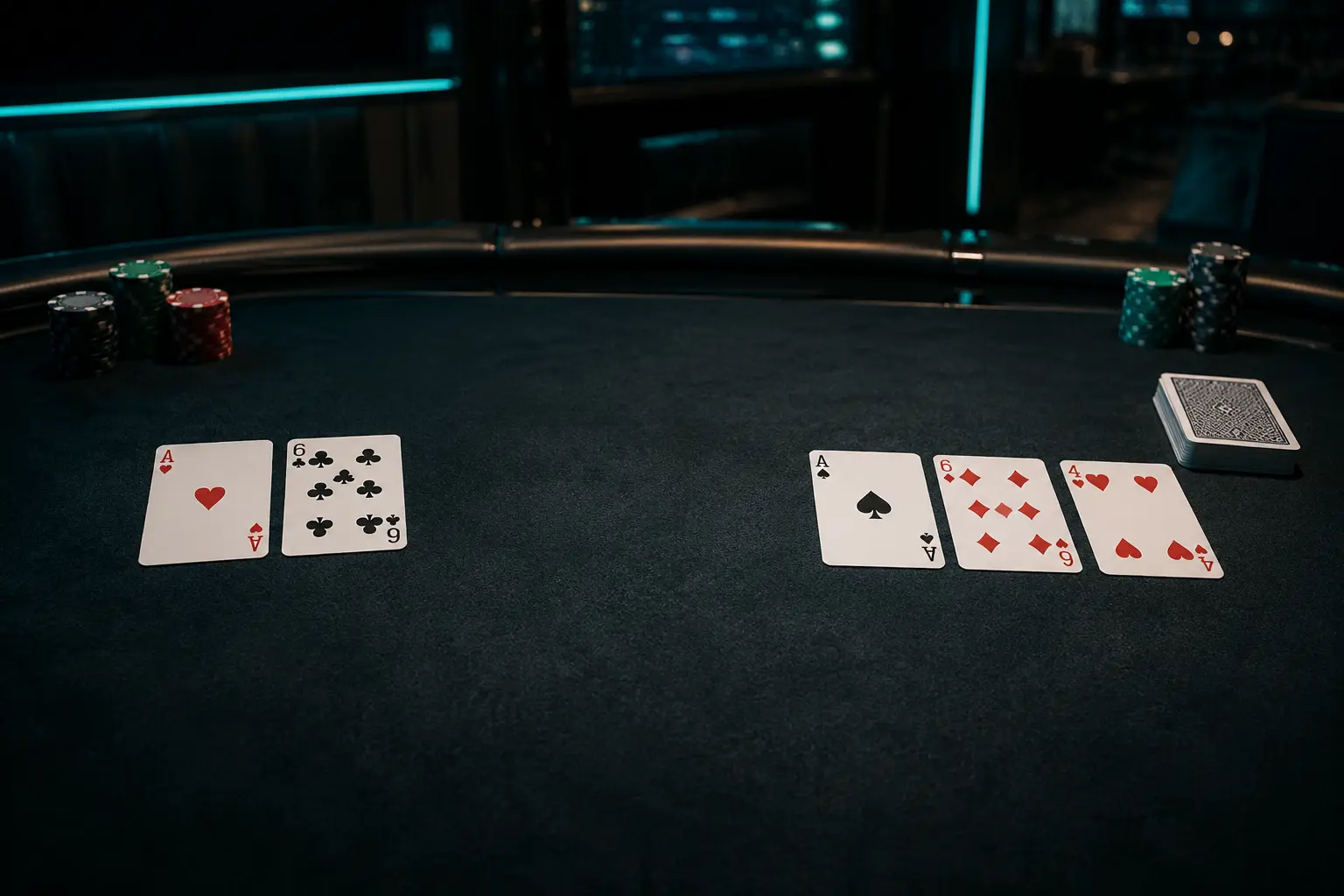 Dealer stand and hit outcomes for soft 17 at a blackjack table