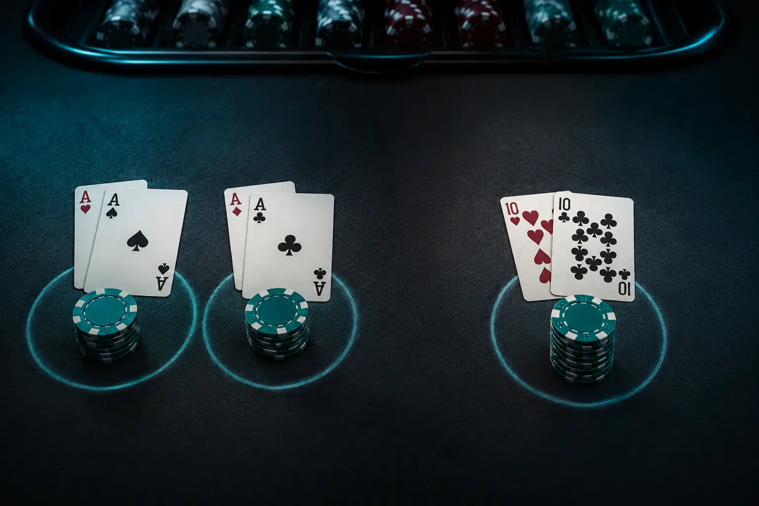 Split aces compared with a pair of tens kept as one blackjack hand