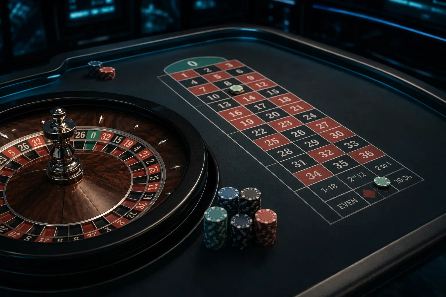 Wide online roulette table with street and straight up wagers