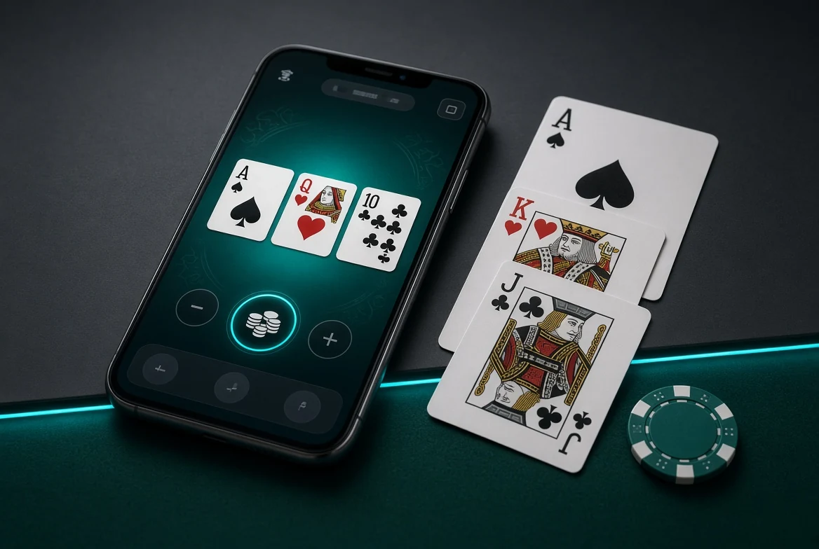 Smartphone showing an online Teen Patti table for beginners