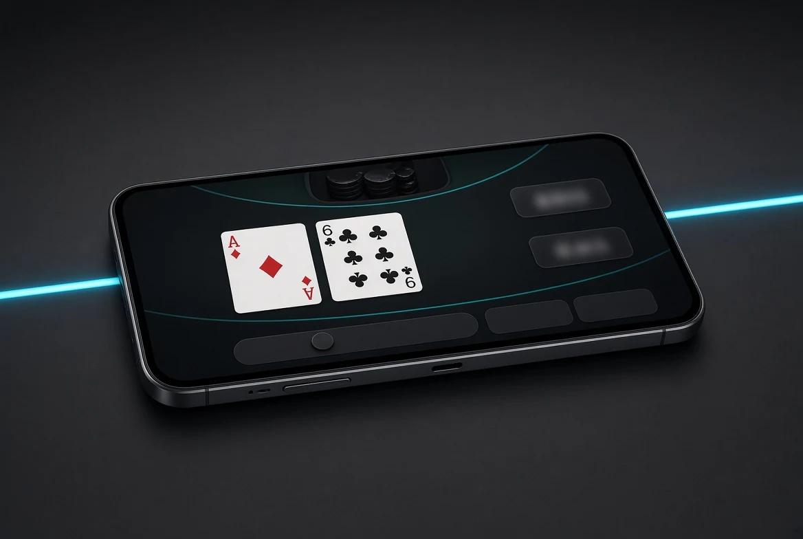 Blackjack ace on a smartphone