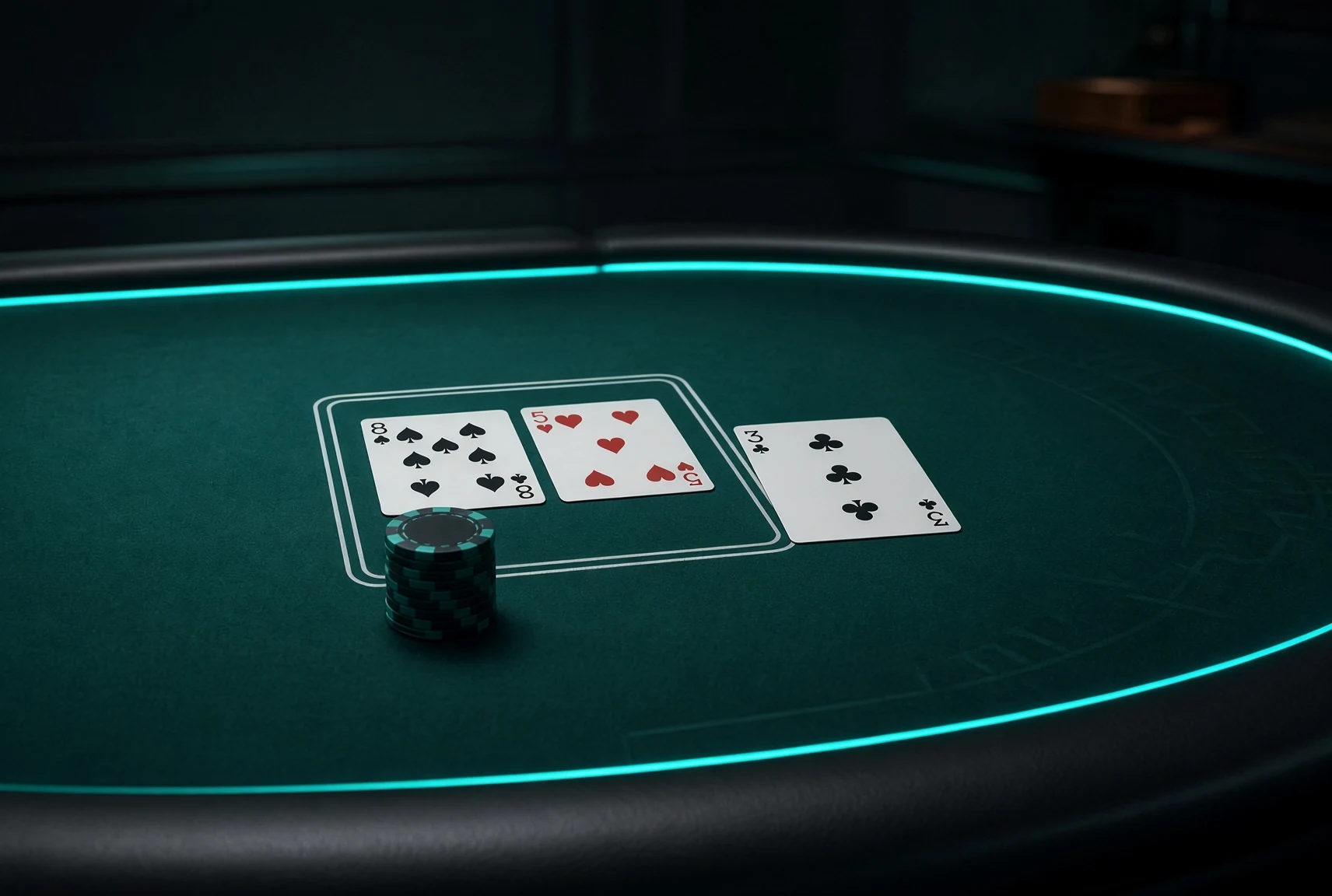 Extra card sliding toward a blackjack hand