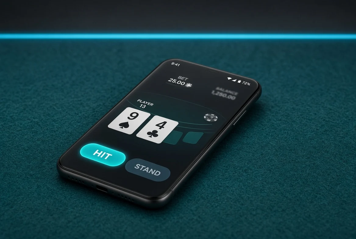 Hit button on a mobile blackjack table