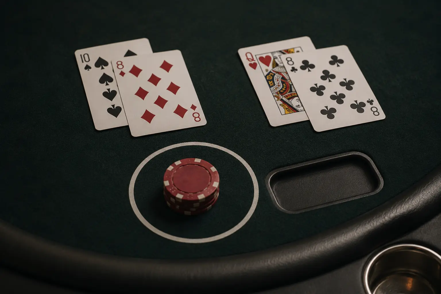 Tied blackjack hands with the player’s stake remaining in the betting circle