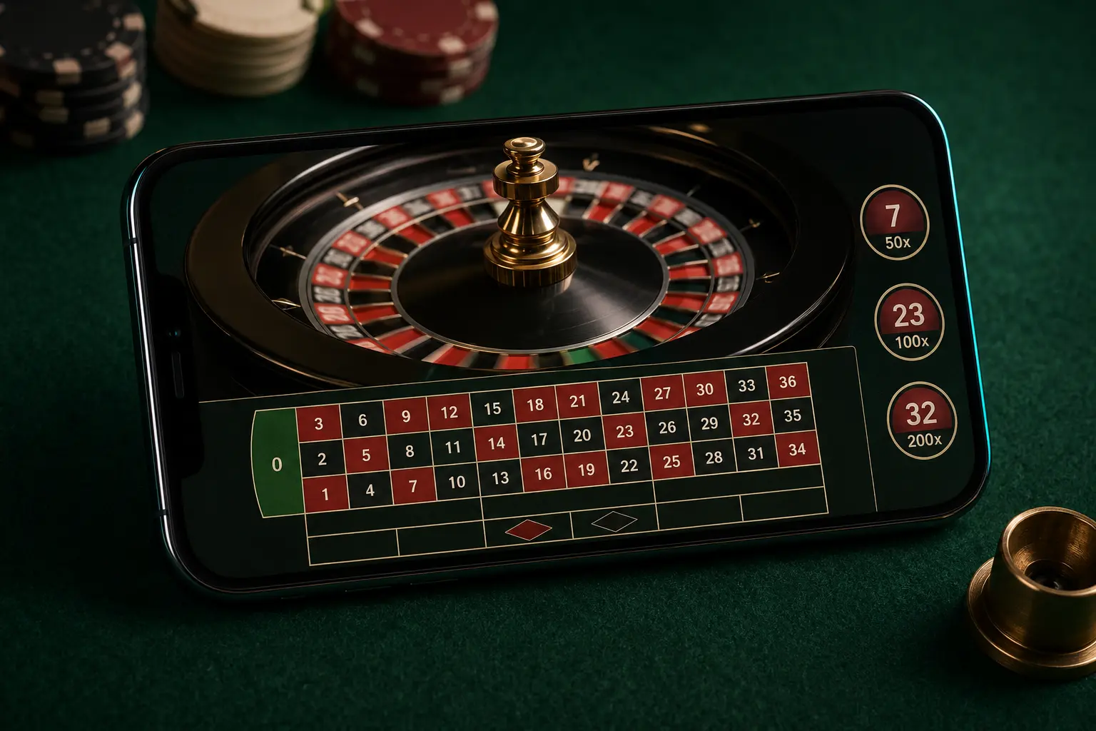 Mobile Lightning Roulette interface with selected multiplier numbers