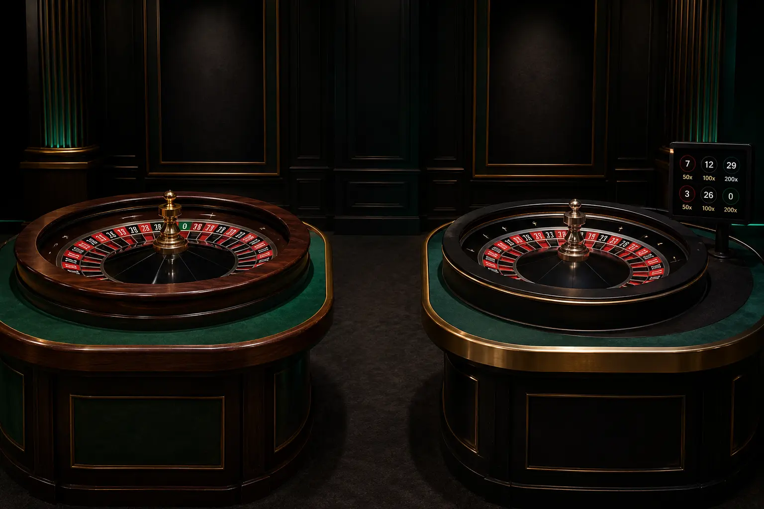 Classic European roulette and Lightning Roulette on separate installations