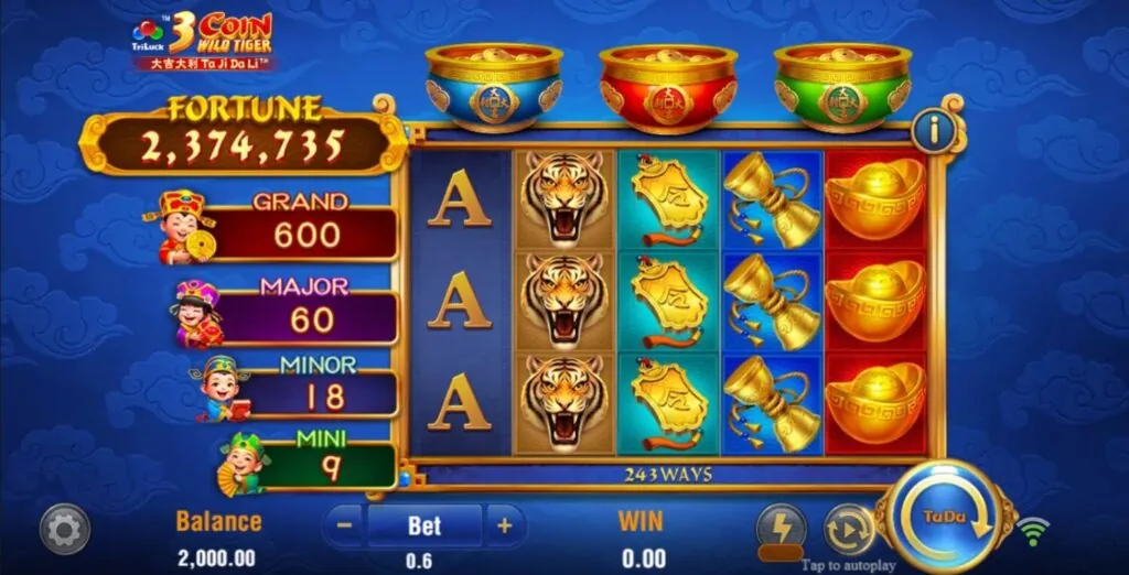 3 Coin Wild Tiger slot game screenshot
