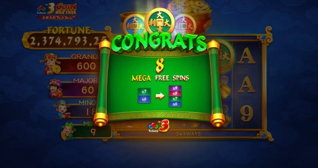 3 Coin Wild Tiger demo gameplay