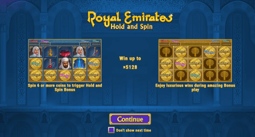 Royal Emirates Hold and Spin slot game screenshot