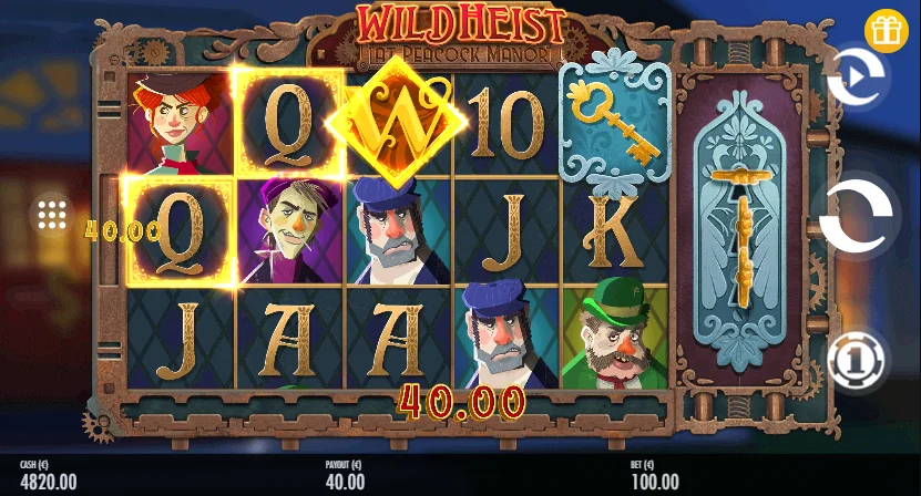 Wild Heist at Peacock Manor slot features and rtp