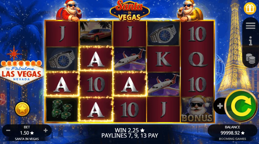 how to play Santa In Vegas slot game