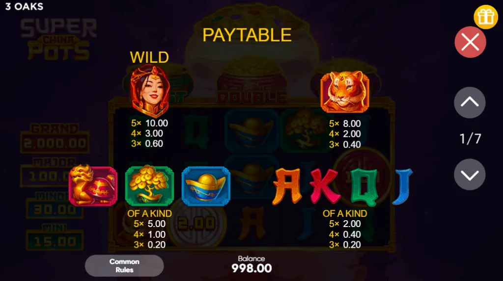 how to play Super China Pots slot game