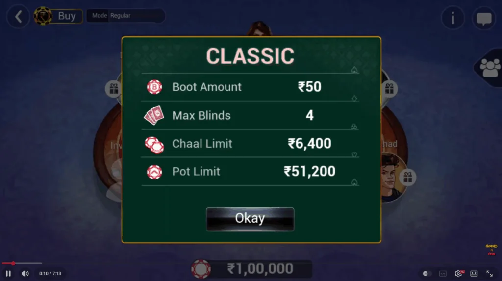 Teen Patti 3 Card slot features and rtp