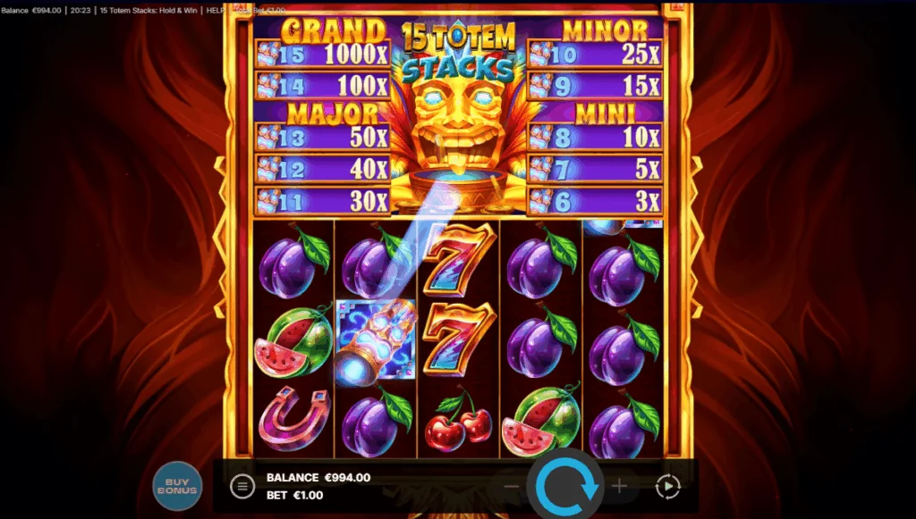 15 Totem Stacks: Hold and Win slot features and rtp