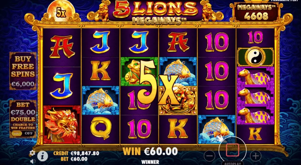 5 Lions Megaways demo gameplay