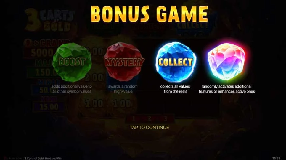 how to play 3 Carts of Gold: Hold and Win slot game