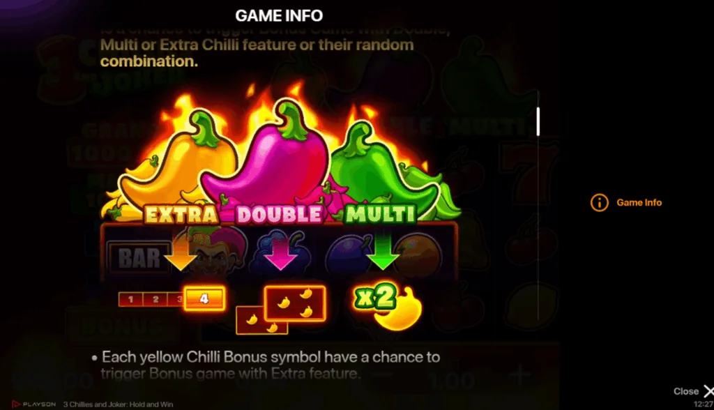 how to play 3 Chillies & Joker: Hold and Win slot game
