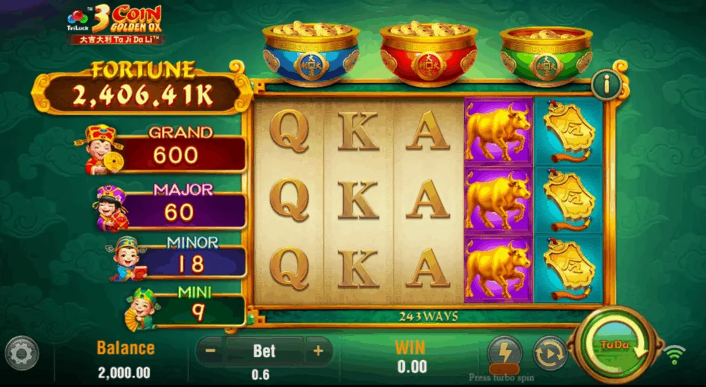 3 Coin Golden Ox slot features and rtp