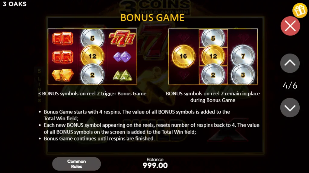 3 Coins: Hold and Win slot features and rtp