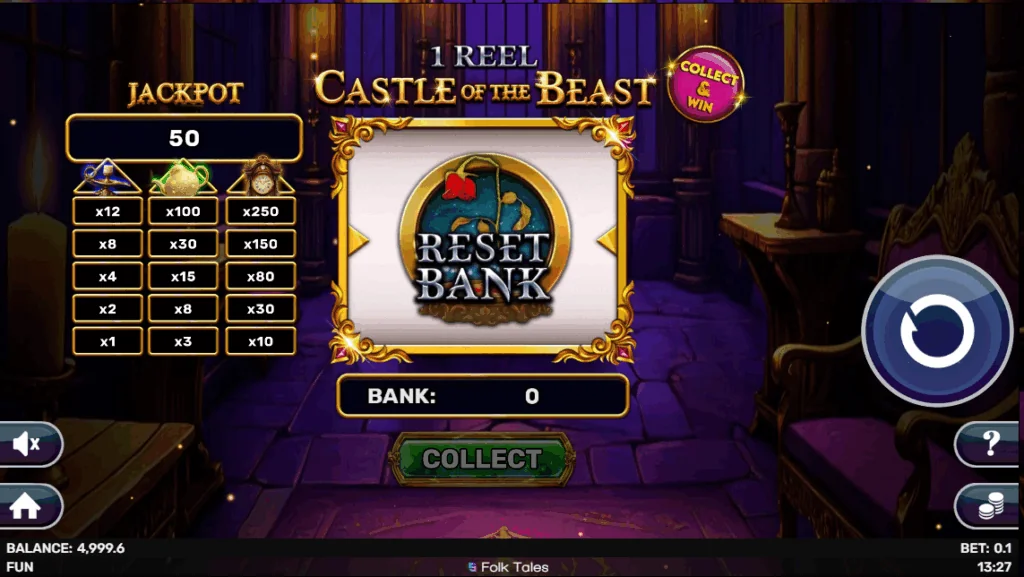 how to play 1 Reel — Castle of the Beast slot game