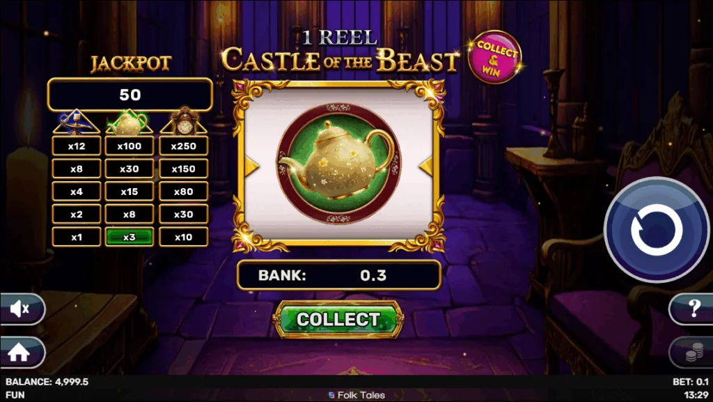 1 Reel — Castle of the Beast slot features and rtp