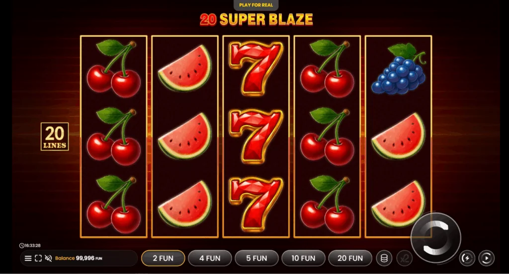 20 Super Blaze Deluxe slot game screenshot