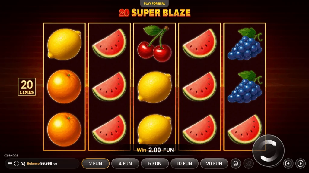 how to play 20 Super Blaze Deluxe slot game
