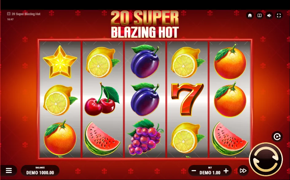 20 Super Blazing slot game screenshot