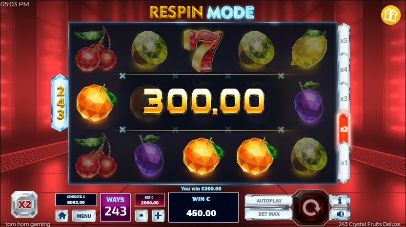 243 Crystal Fruits slot features and rtp