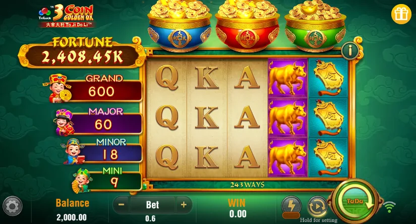 3 Coin Golden Ox slot game screenshot