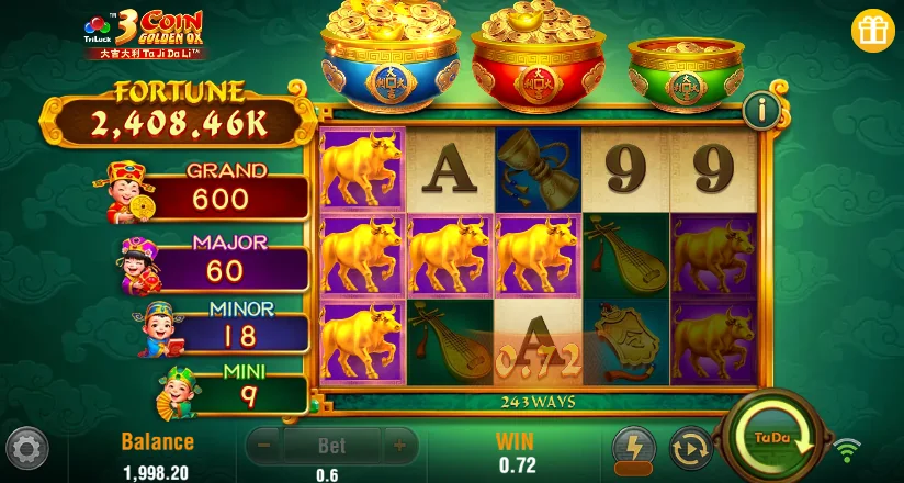 how to play 3 Coin Golden Ox slot game