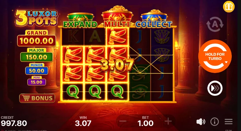 how to play 3 Luxor Pots slot game