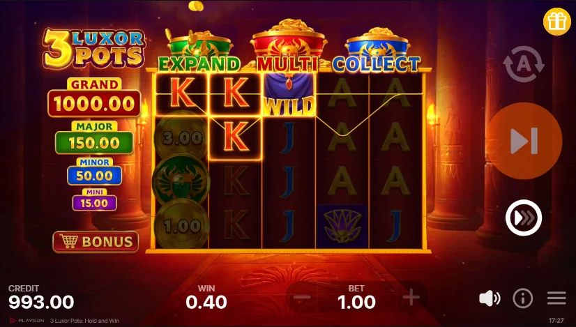 3 Luxor Pots slot features and rtp