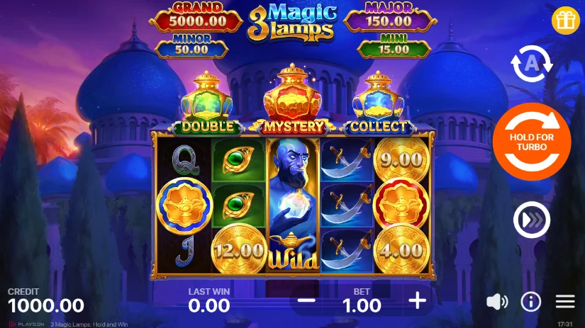 3 Magic Lamps: Hold and Win slot game screenshot