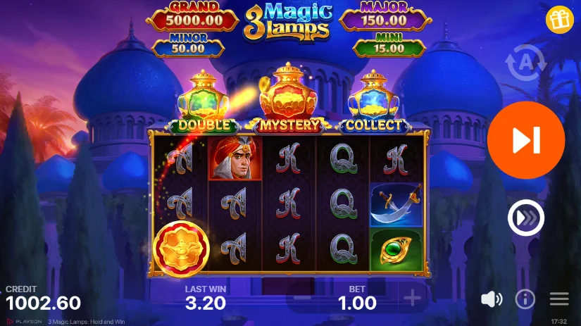 how to play 3 Magic Lamps: Hold and Win slot game