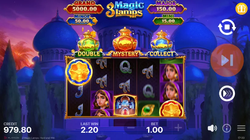 3 Magic Lamps: Hold and Win slot features and rtp