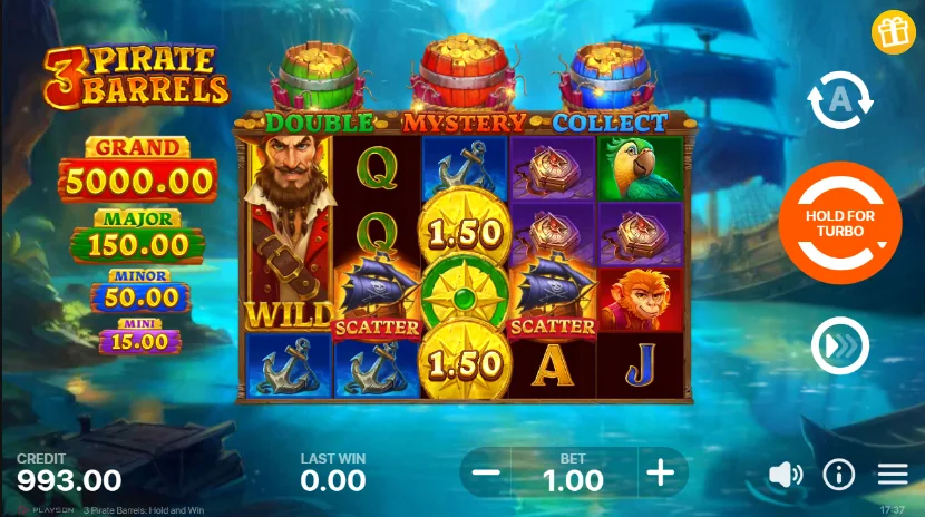 how to play 3 Pirate Barrels slot game